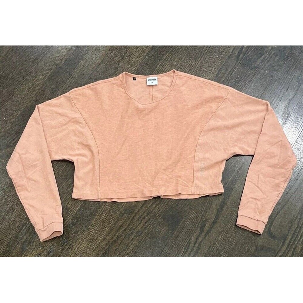 Gymshark Crop Top‎ Women's Medium Crewneck Long Sleeve Dusty Pink Dolman